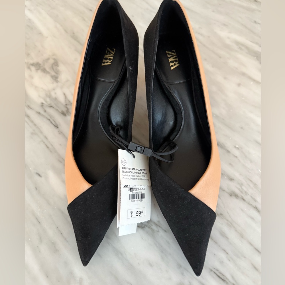 Zara Two-Tone Black and Tan Pumps